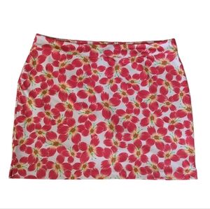 Greg Norman Floral Butterfly Print Golf Skort XXL Red Green White